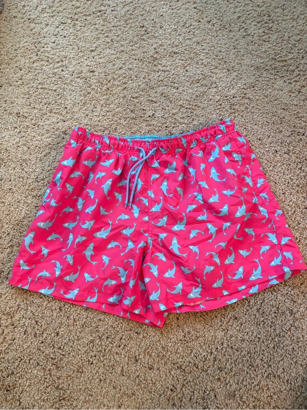 Men’s Pink Shark Print Swim Shorts